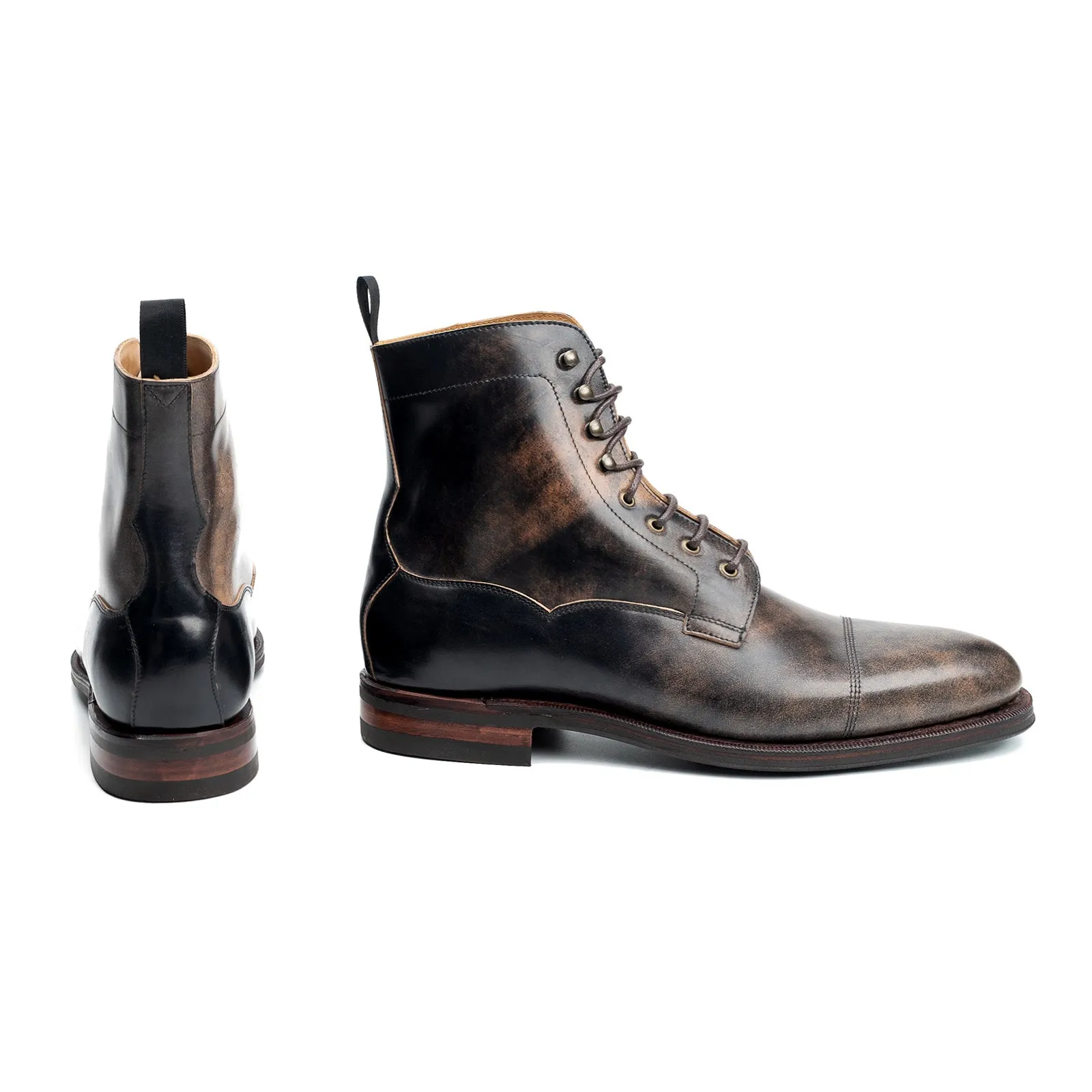 101523 - BLACK MARBLED SHELL CORDOVAN - E