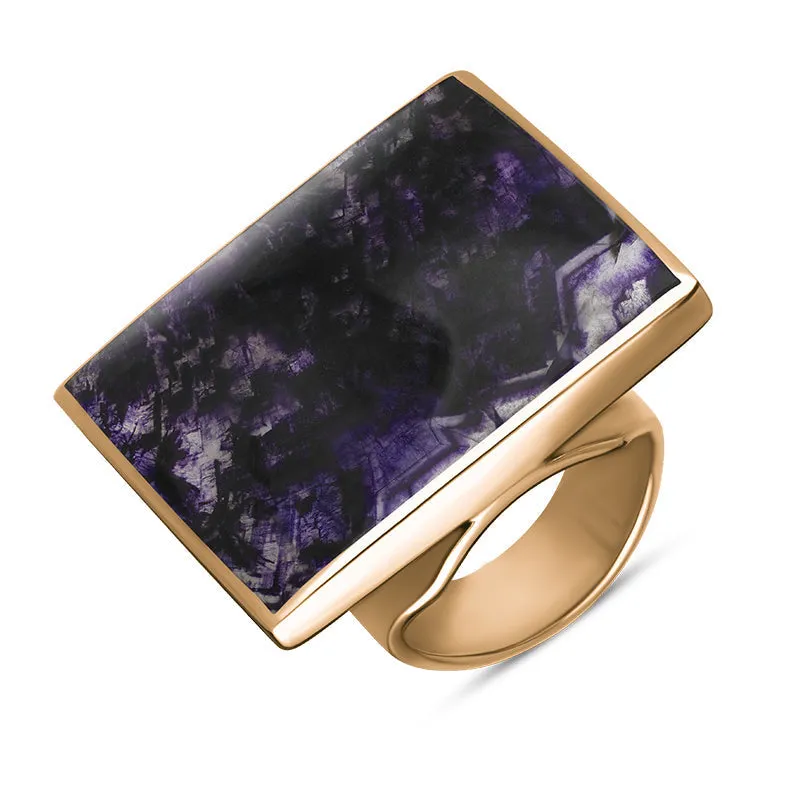 18ct Rose Gold Blue John Hallmark Large Square Ring