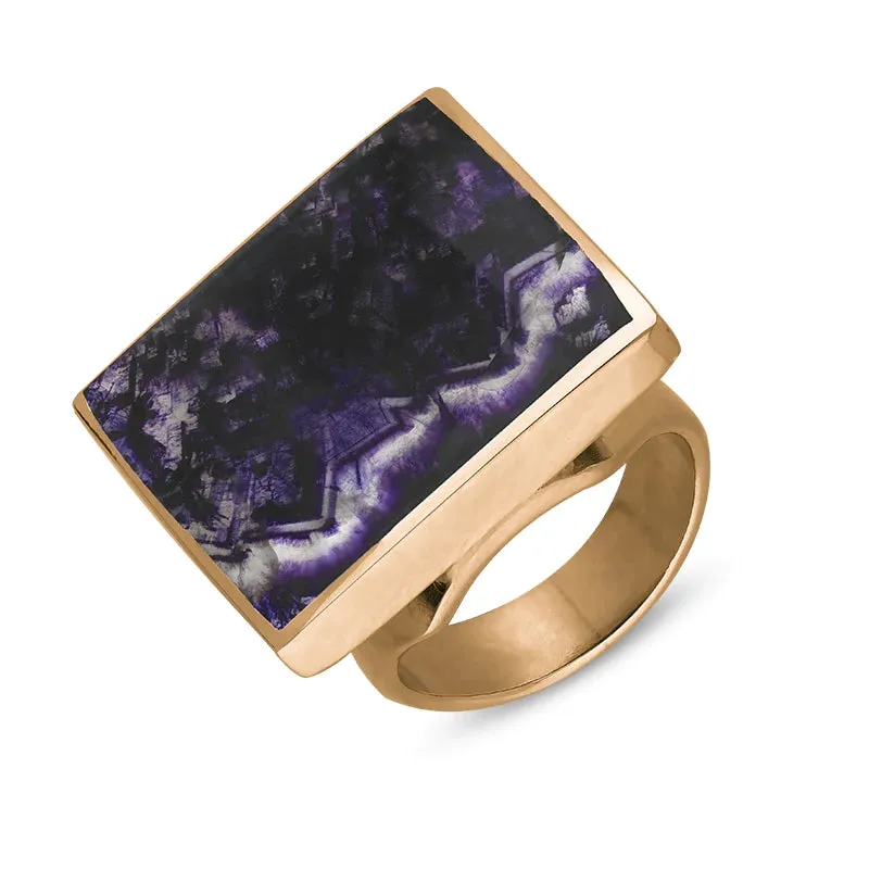 18ct Rose Gold Blue John Hallmark Medium Square Ring