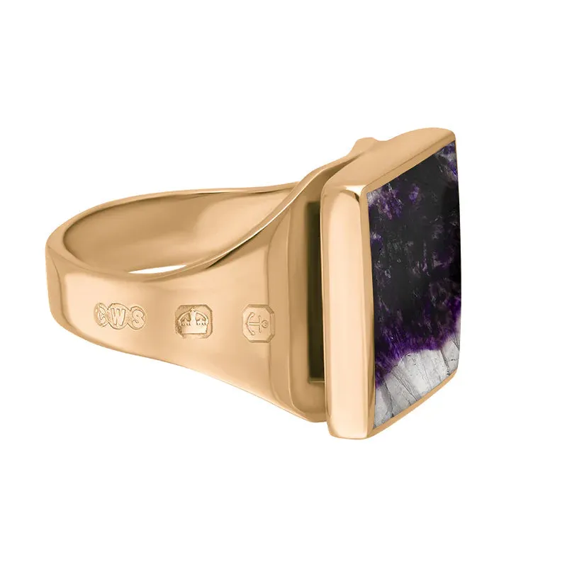 18ct Rose Gold Blue John Hallmark Small Square Ring