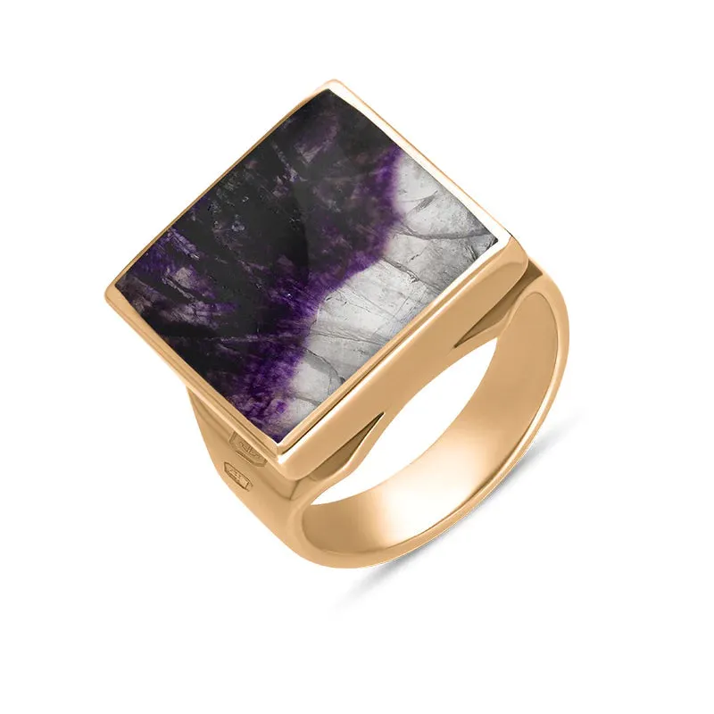 18ct Rose Gold Blue John Hallmark Small Square Ring