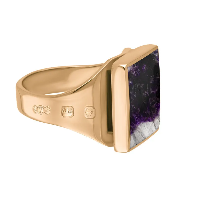 18ct Rose Gold Blue John King's Coronation Hallmark Small Square Ring