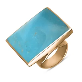 18ct Rose Gold Turquoise Hallmark Large Square Ring