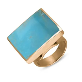 18ct Rose Gold Turquoise Hallmark Medium Square Ring