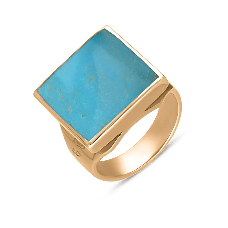 18ct Rose Gold Turquoise Hallmark Small Square Ring