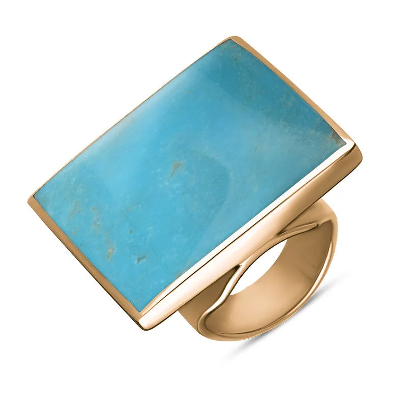 18ct Rose Gold Turquoise King's Coronation Hallmark Large Square Ring