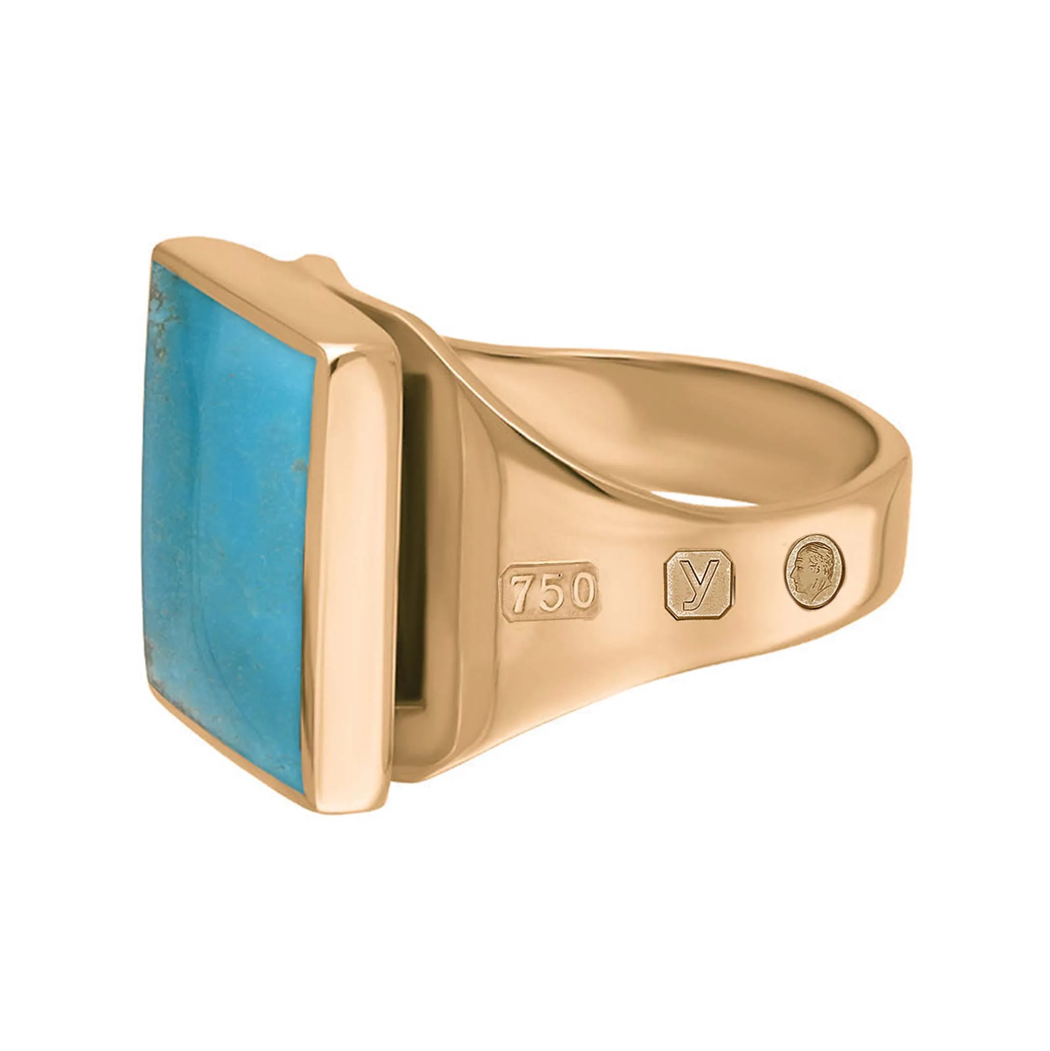 18ct Rose Gold Turquoise King's Coronation Hallmark Small Square Ring