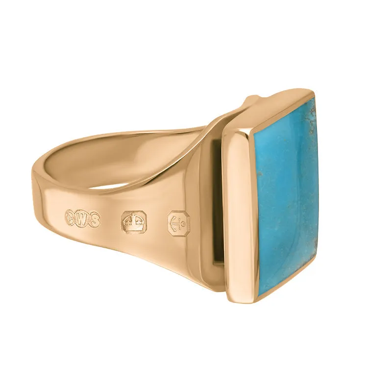 18ct Rose Gold Turquoise King's Coronation Hallmark Small Square Ring