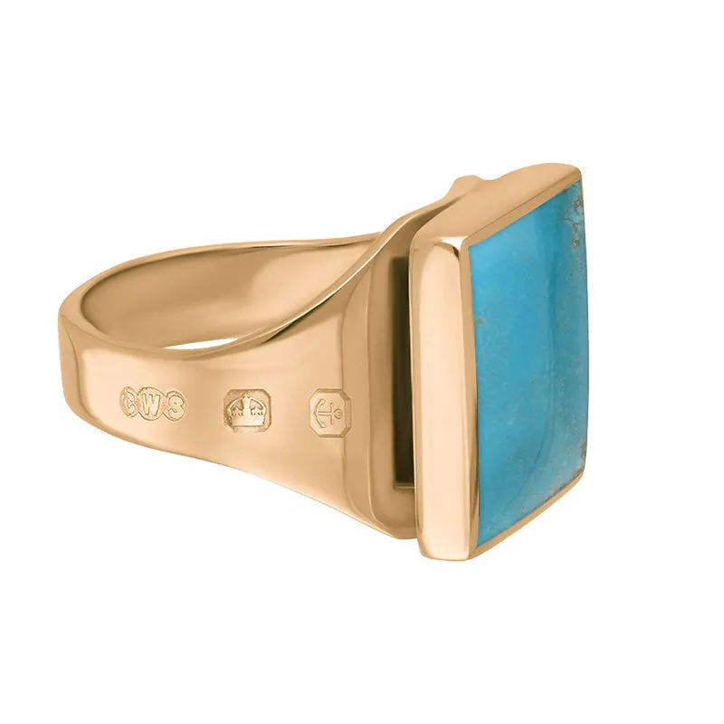 18ct Rose Gold Turquoise Queen's Jubilee Hallmark Small Square Ring