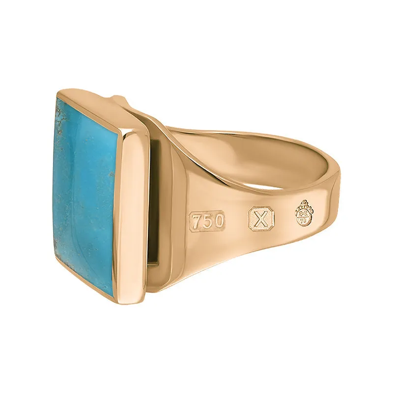 18ct Rose Gold Turquoise Queen's Jubilee Hallmark Small Square Ring