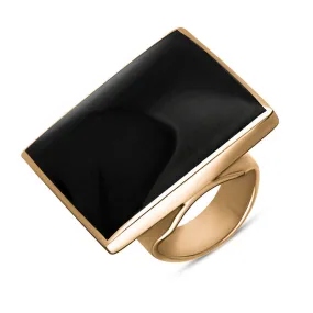 18ct Rose Gold Whitby Jet Hallmark Large Square Ring