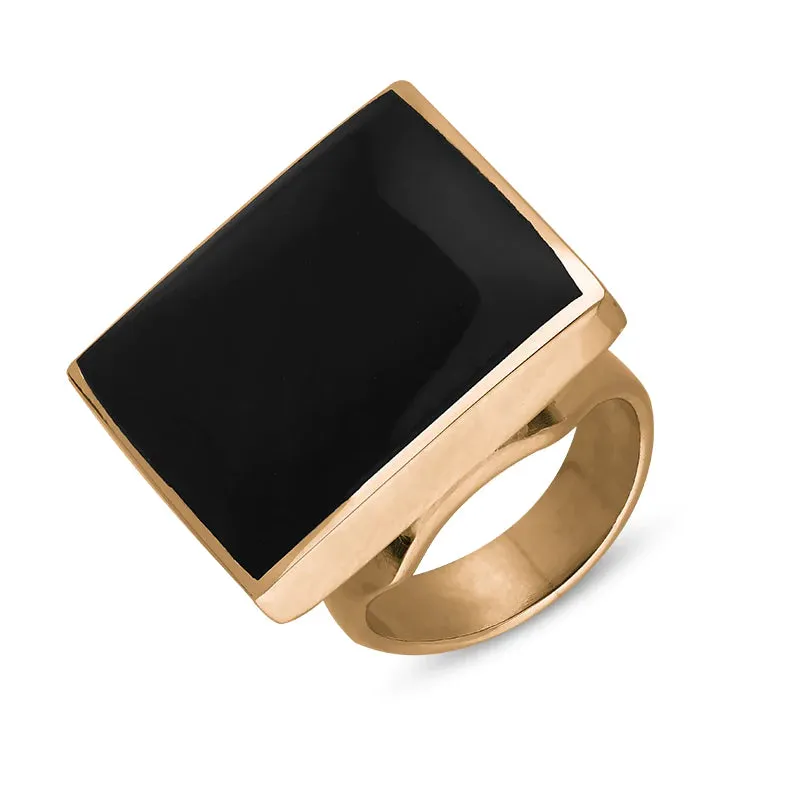 18ct Rose Gold Whitby Jet Hallmark Medium Square Ring