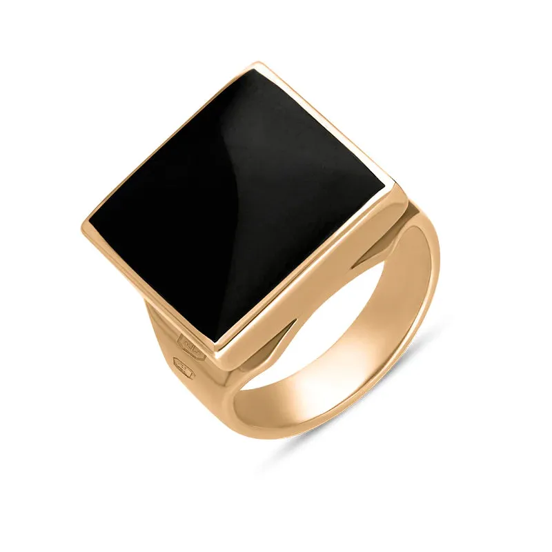 18ct Rose Gold Whitby Jet Hallmark Small Square Ring