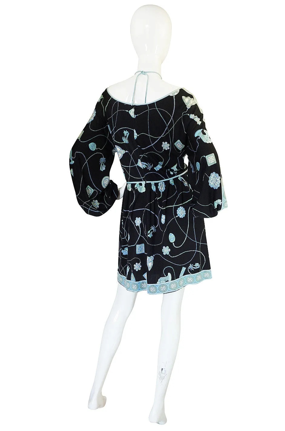 1960s Black & Soft Turquoise Silk Jersey Pucci Dress