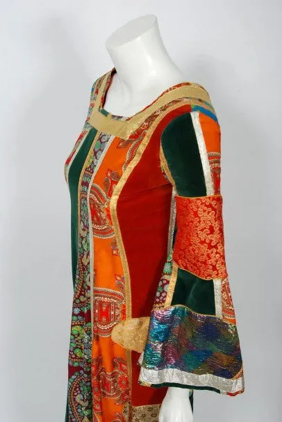 1969 Sant' Angelo Documented Colorful Patchwork Klimt Bohemian Maxi Dress