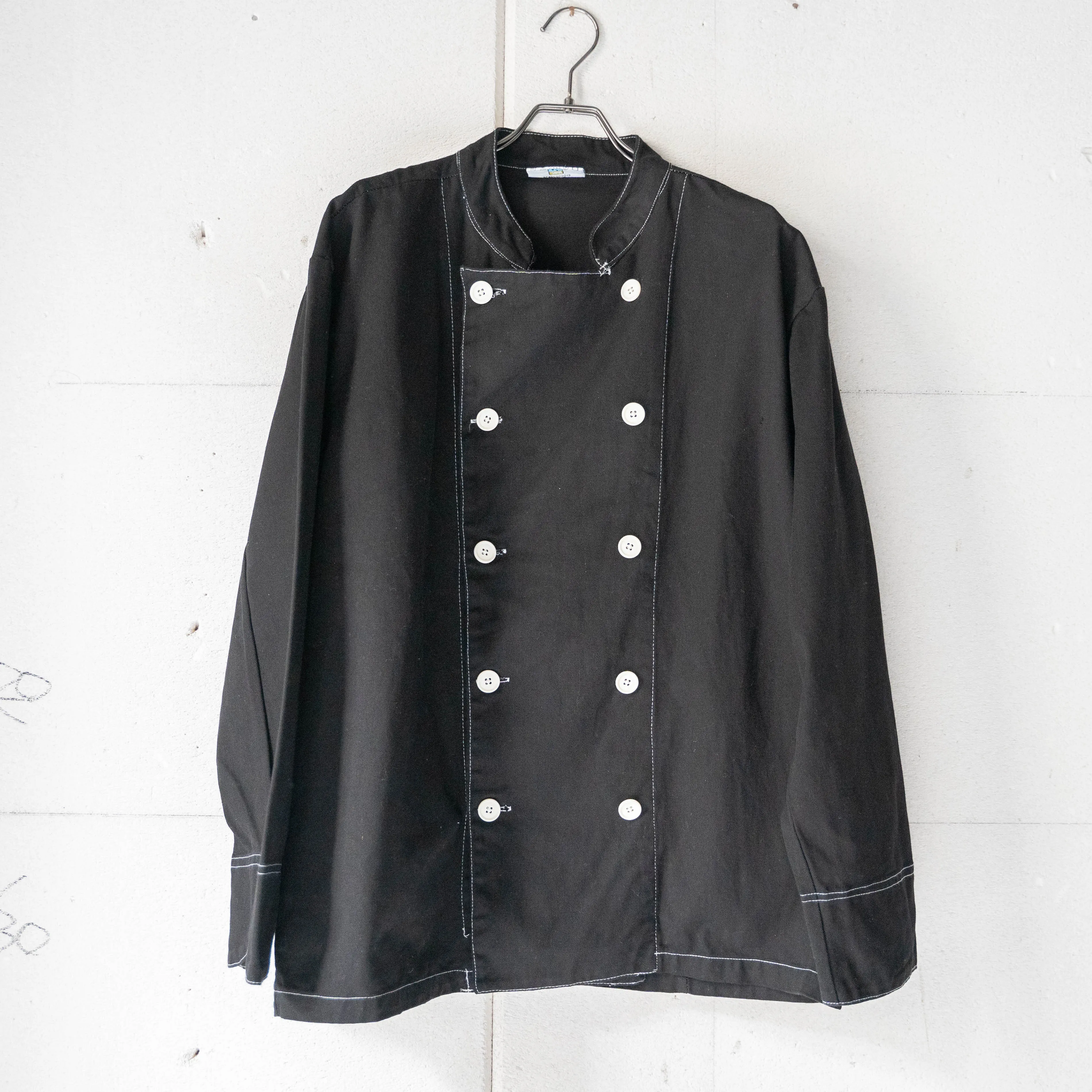 1980-90 Italy double breasted chef jacket -black dyed-