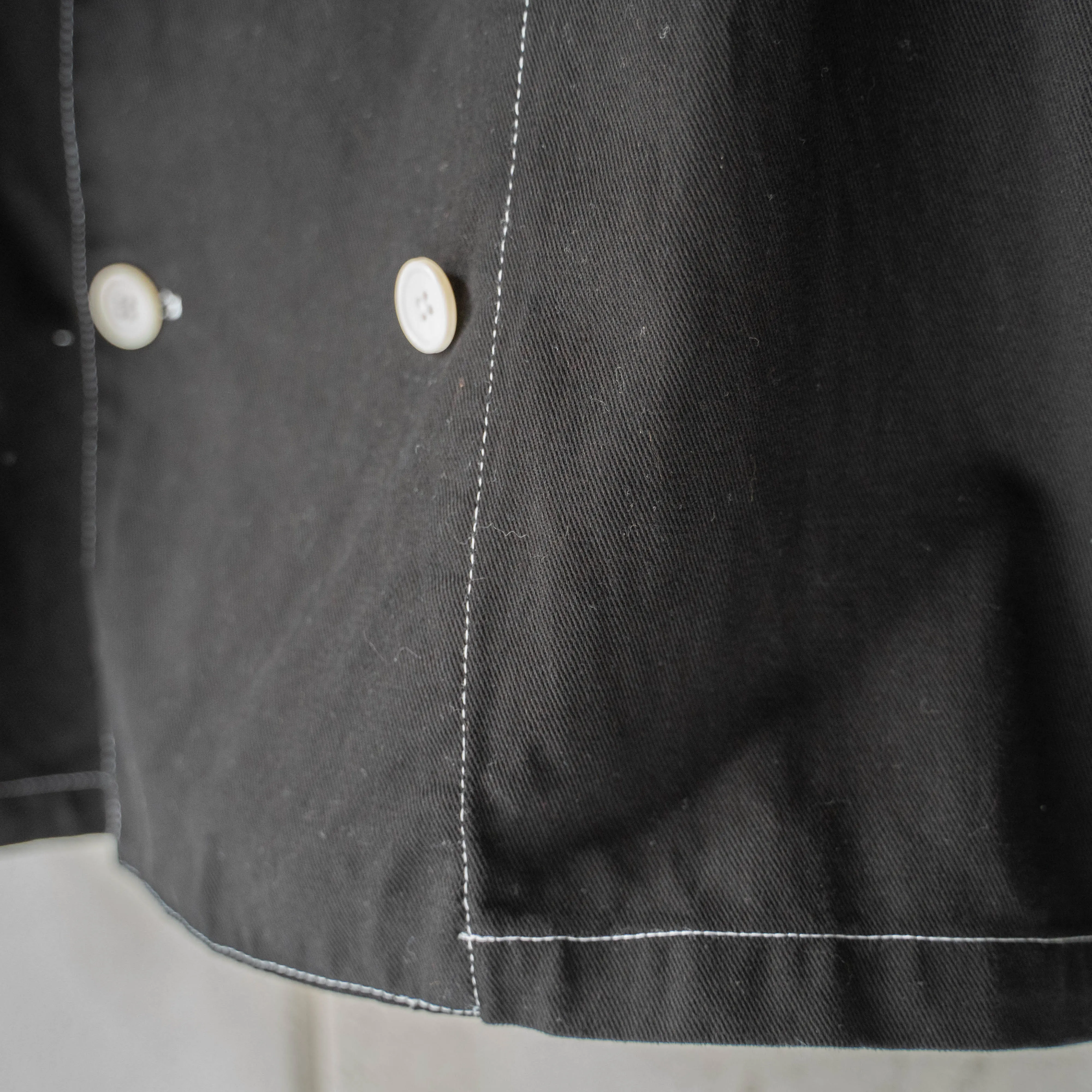 1980-90 Italy double breasted chef jacket -black dyed-