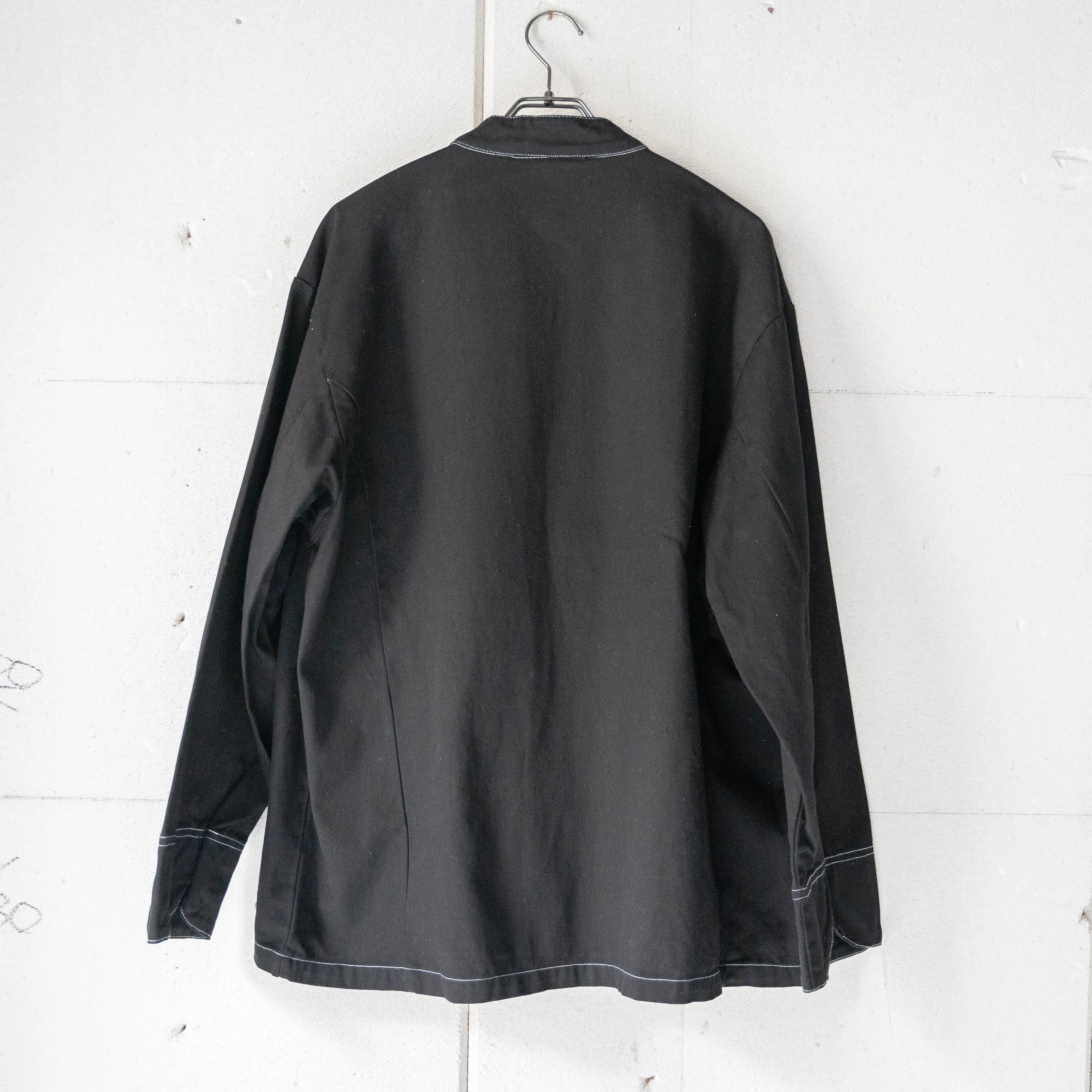 1980-90 Italy double breasted chef jacket -black dyed-