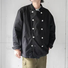 1980-90 Italy double breasted chef jacket -black dyed-