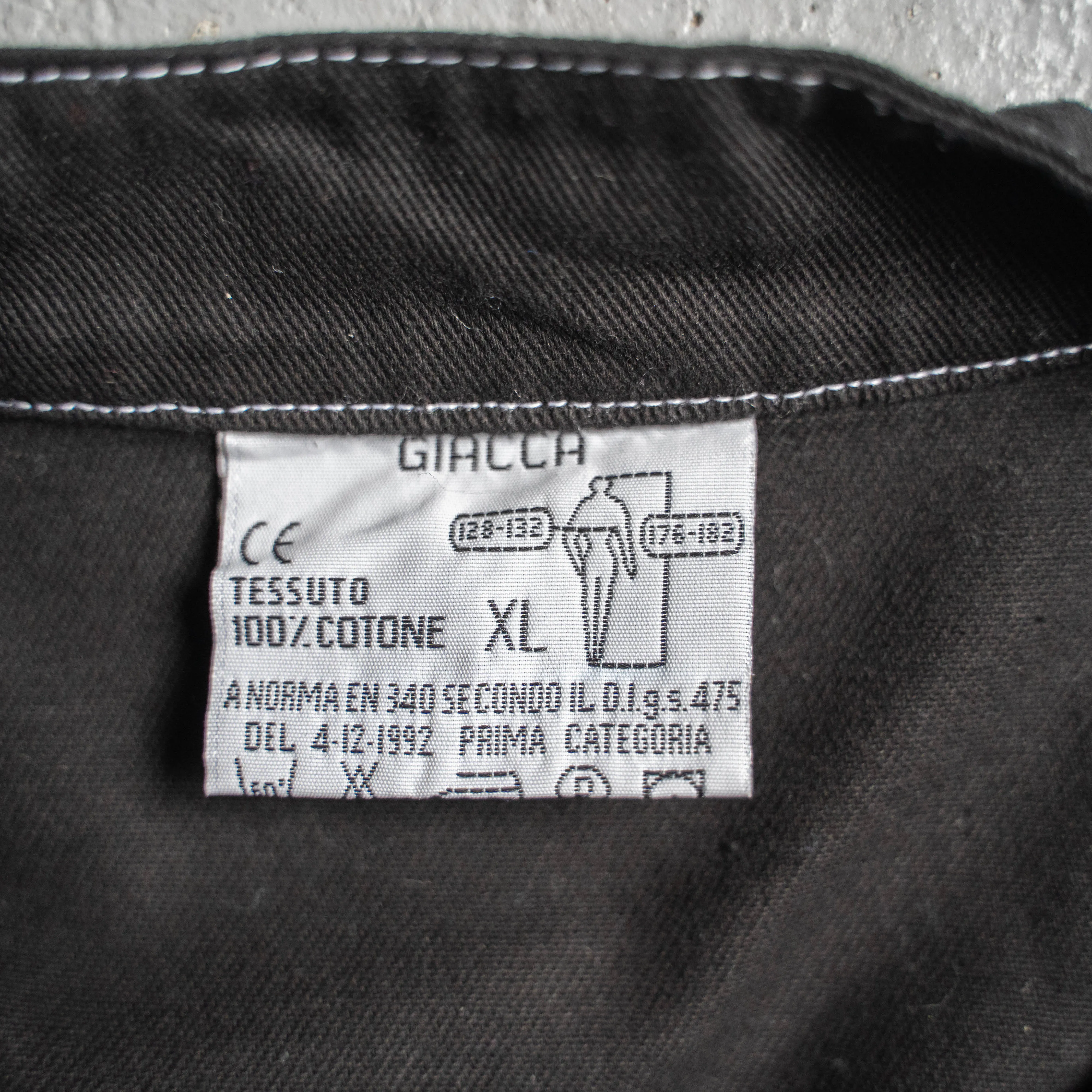 1980-90 Italy double breasted chef jacket -black dyed-