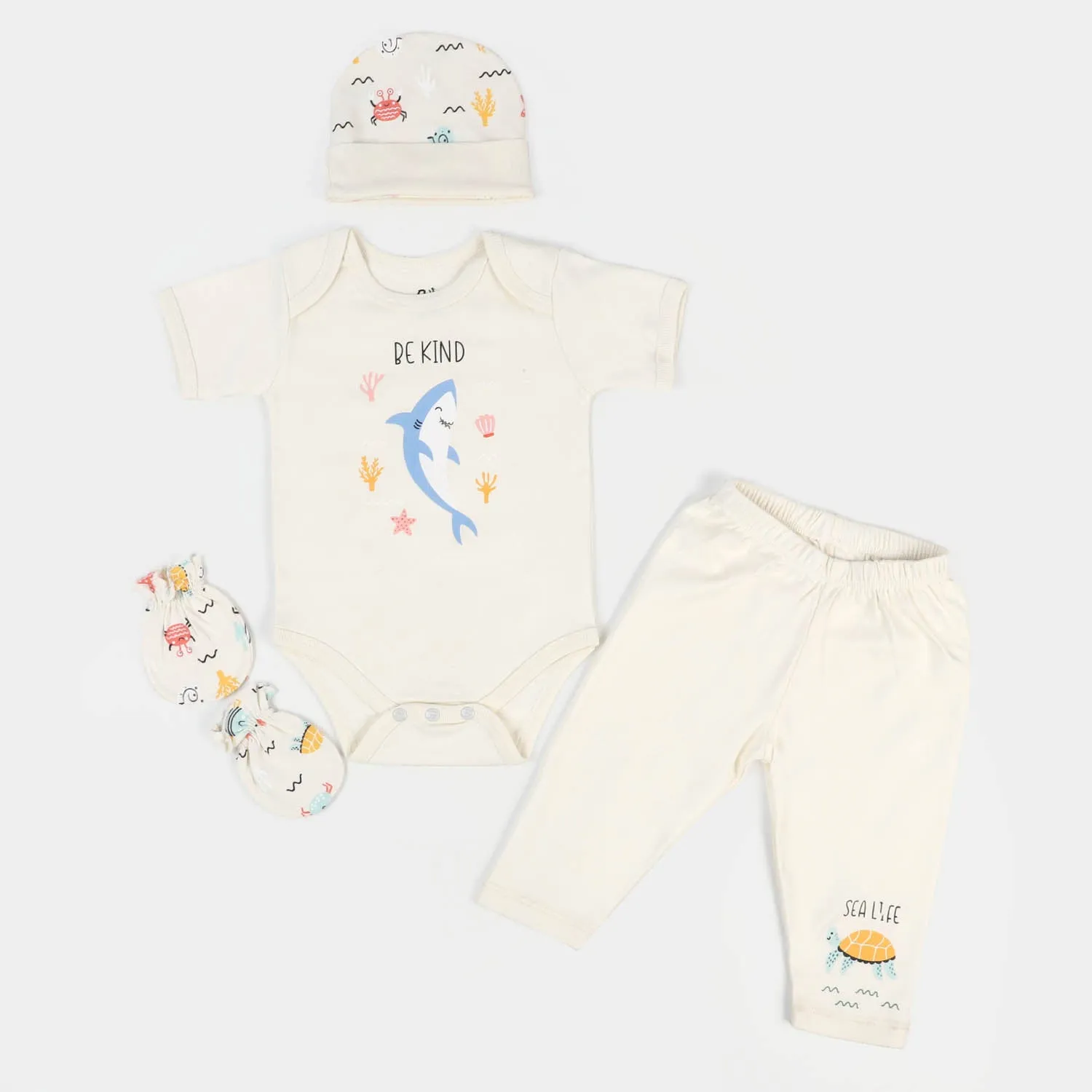 4 PCS Infant Boy Set Marine |  Cream