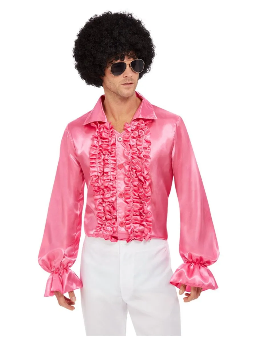 60s Ruffled Shirt, Hot Pink