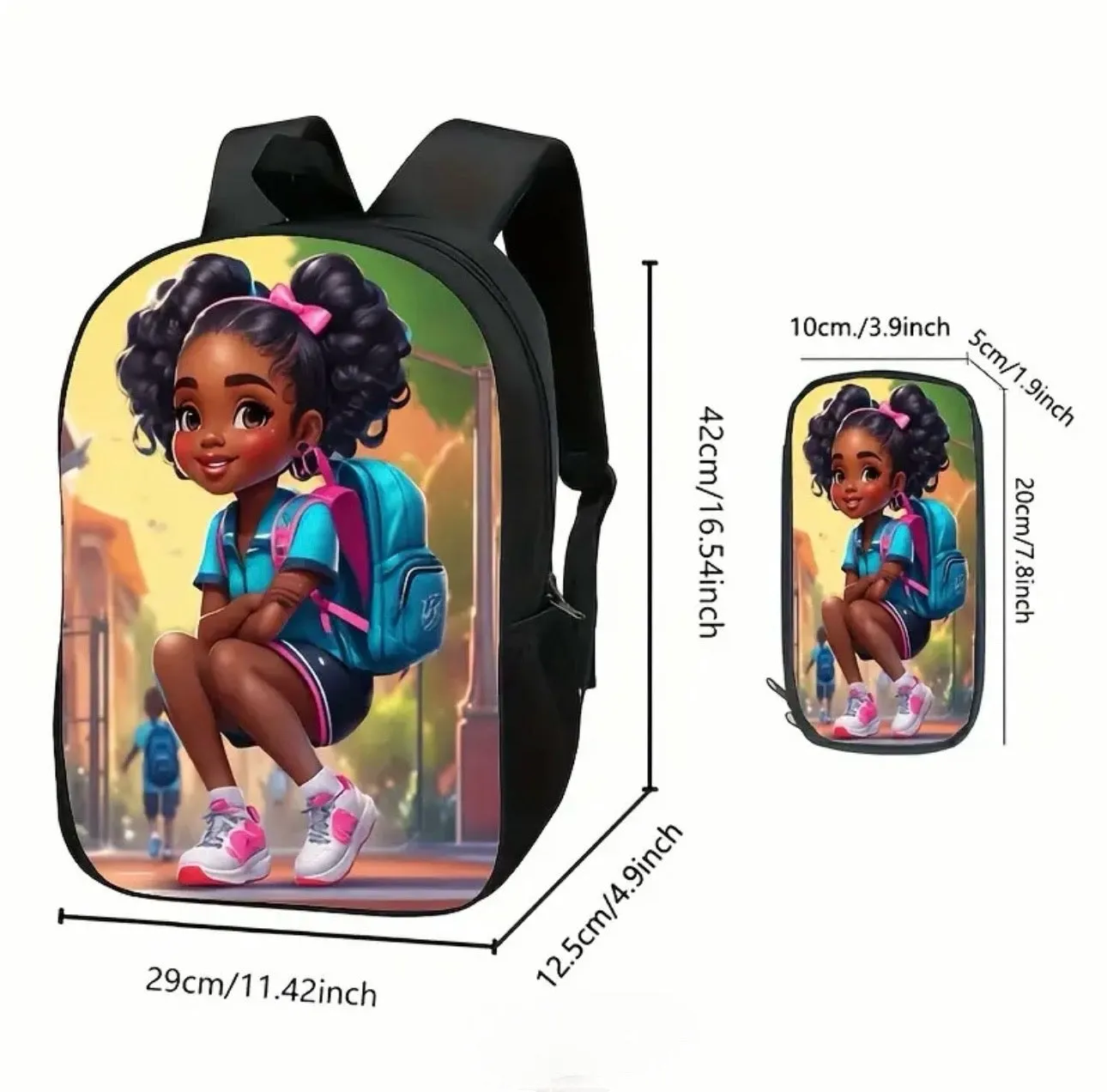 AD 2pcs Cartoon Girls School Bags Set With Pencil Case