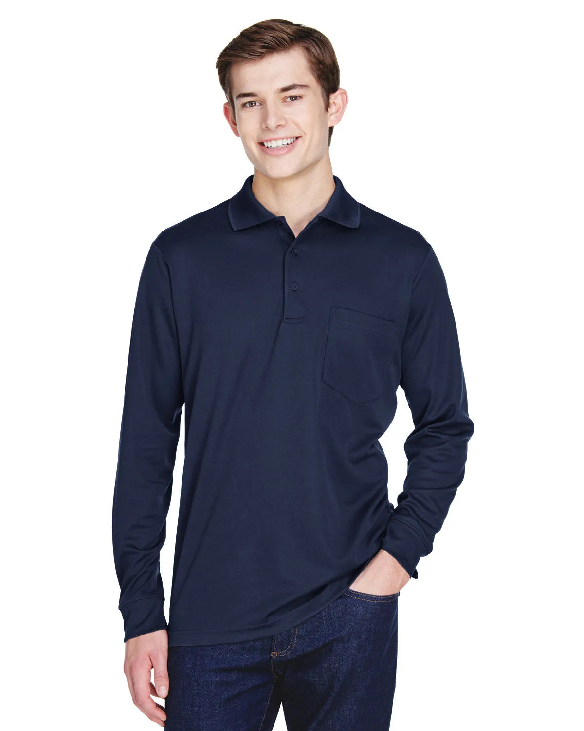 Adult Pinnacle Performance Long-Sleeve Pique Polo With Pocket