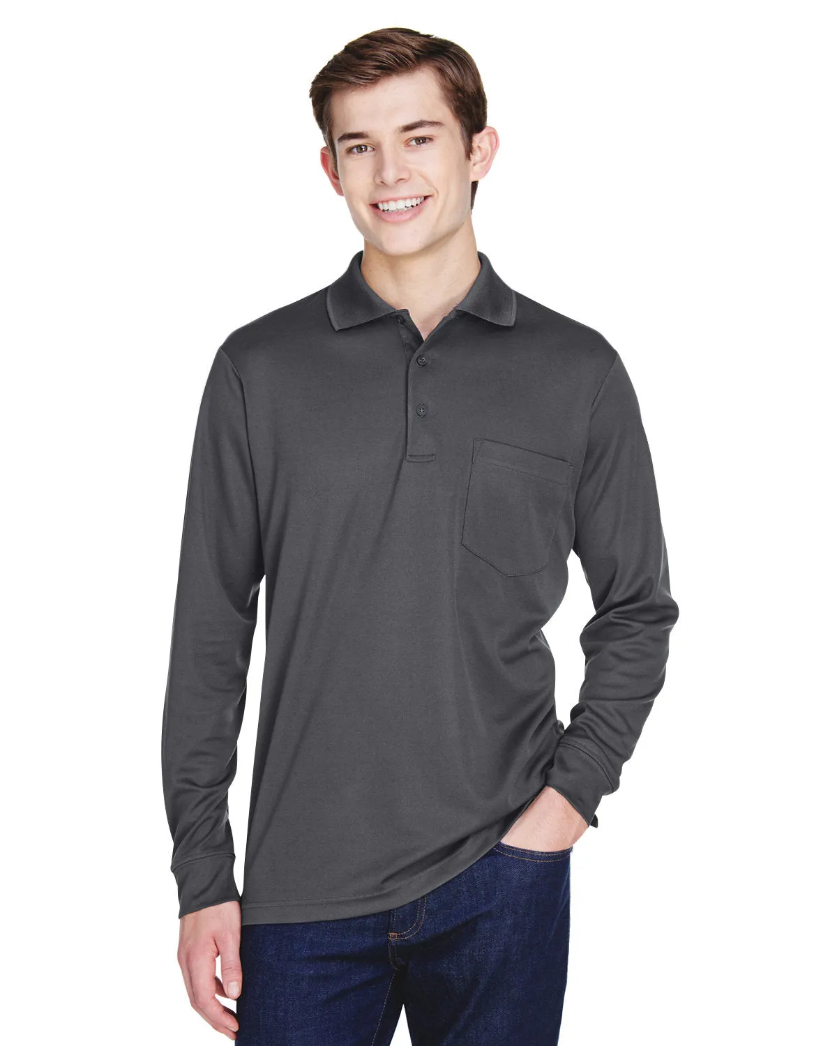 Adult Pinnacle Performance Long-Sleeve Pique Polo With Pocket