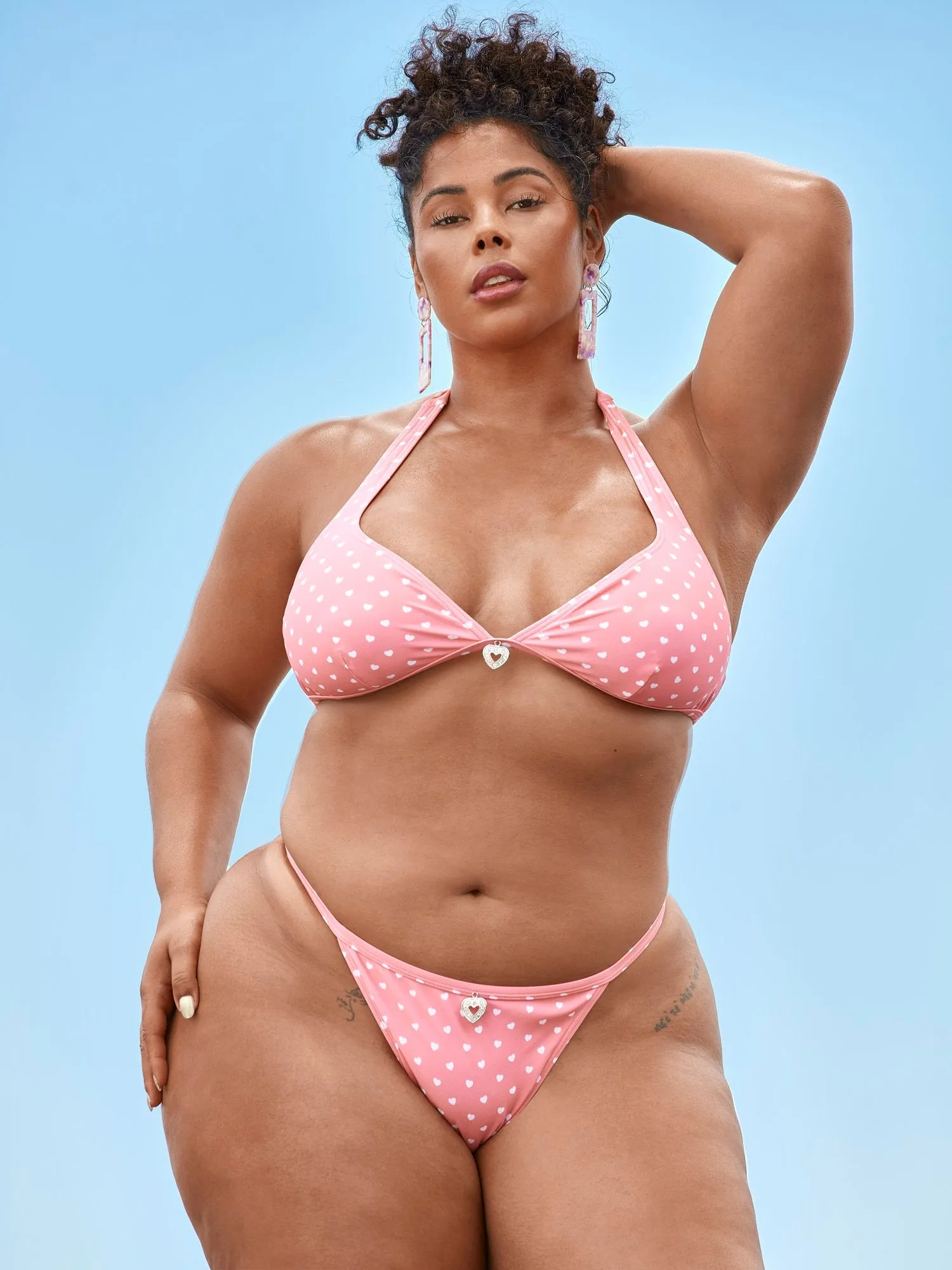 'Agent Jones' Heart Print Bikini Thong  - Tabria Majors X FTF