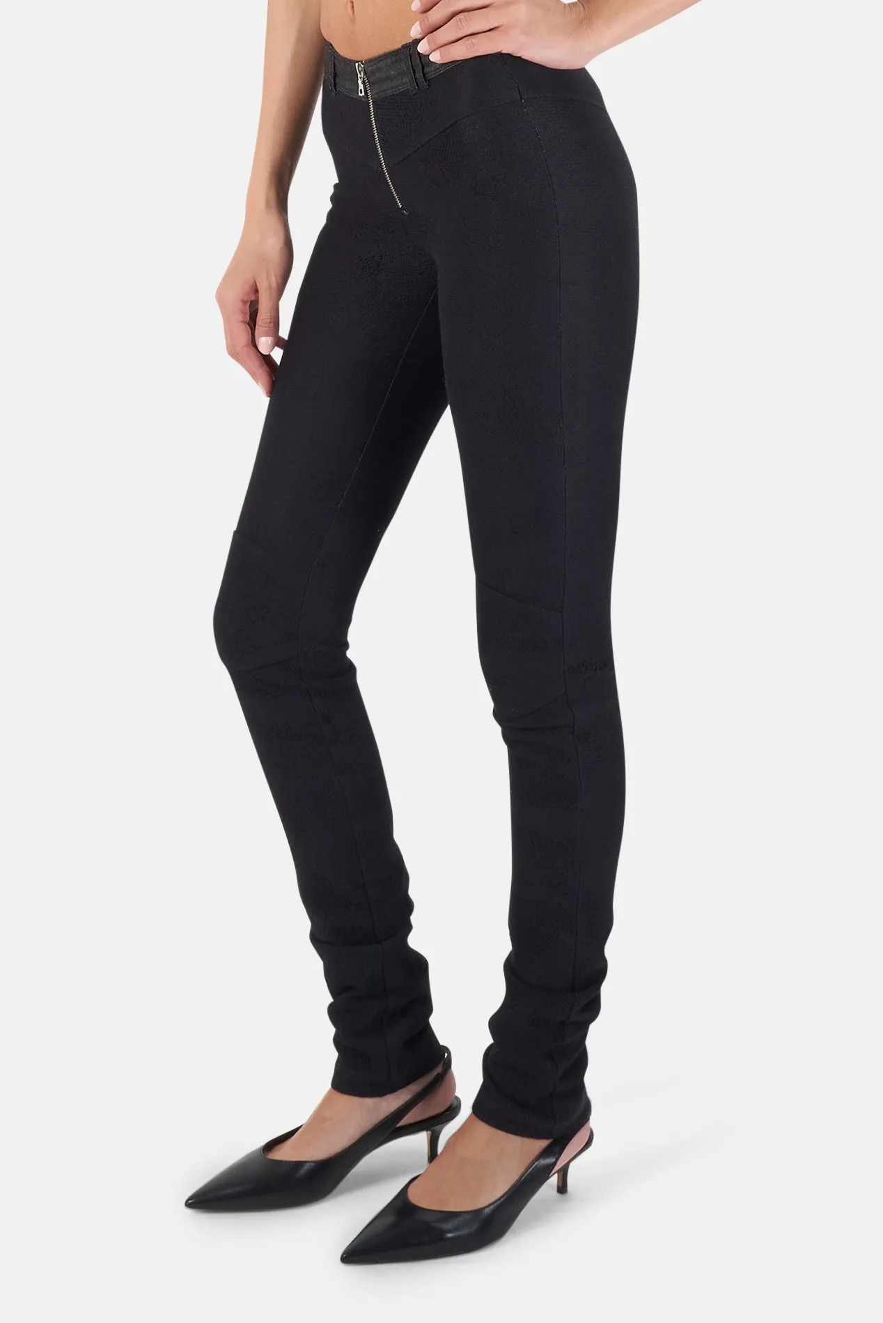 Alexander Wang Front Zip Lace Denim Biker Pant