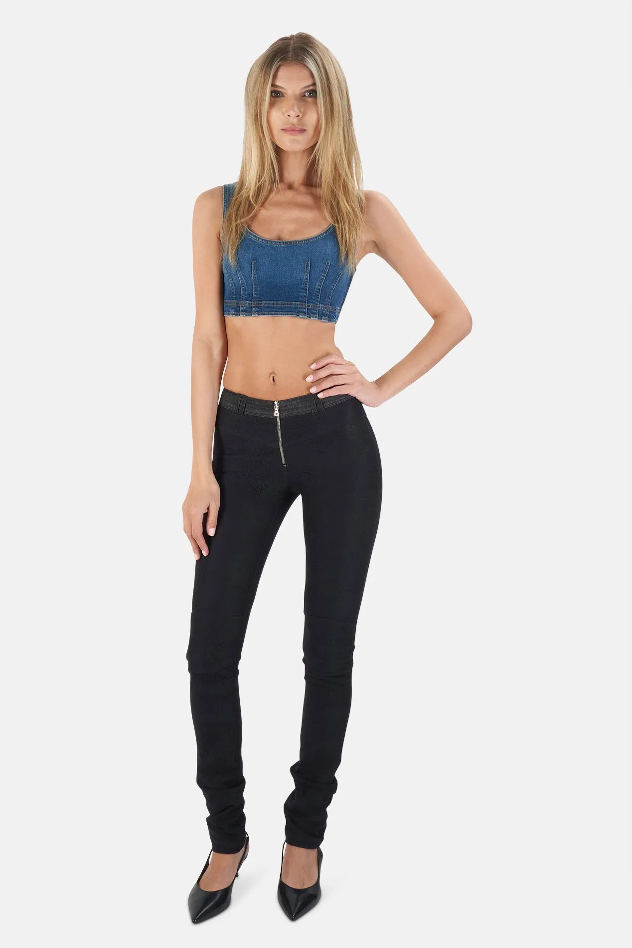 Alexander Wang Front Zip Lace Denim Biker Pant