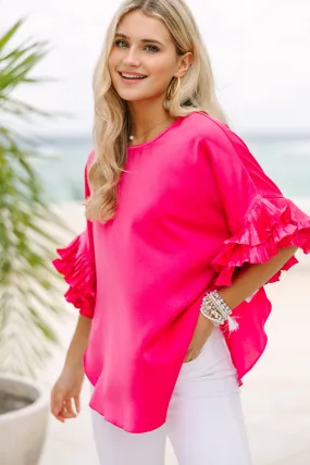 All The Frills Hot Pink Ruffled Blouse