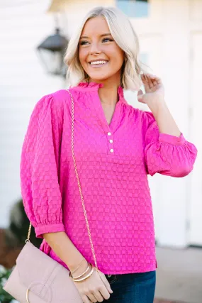 All Up To You Hot Pink Textured Blouse