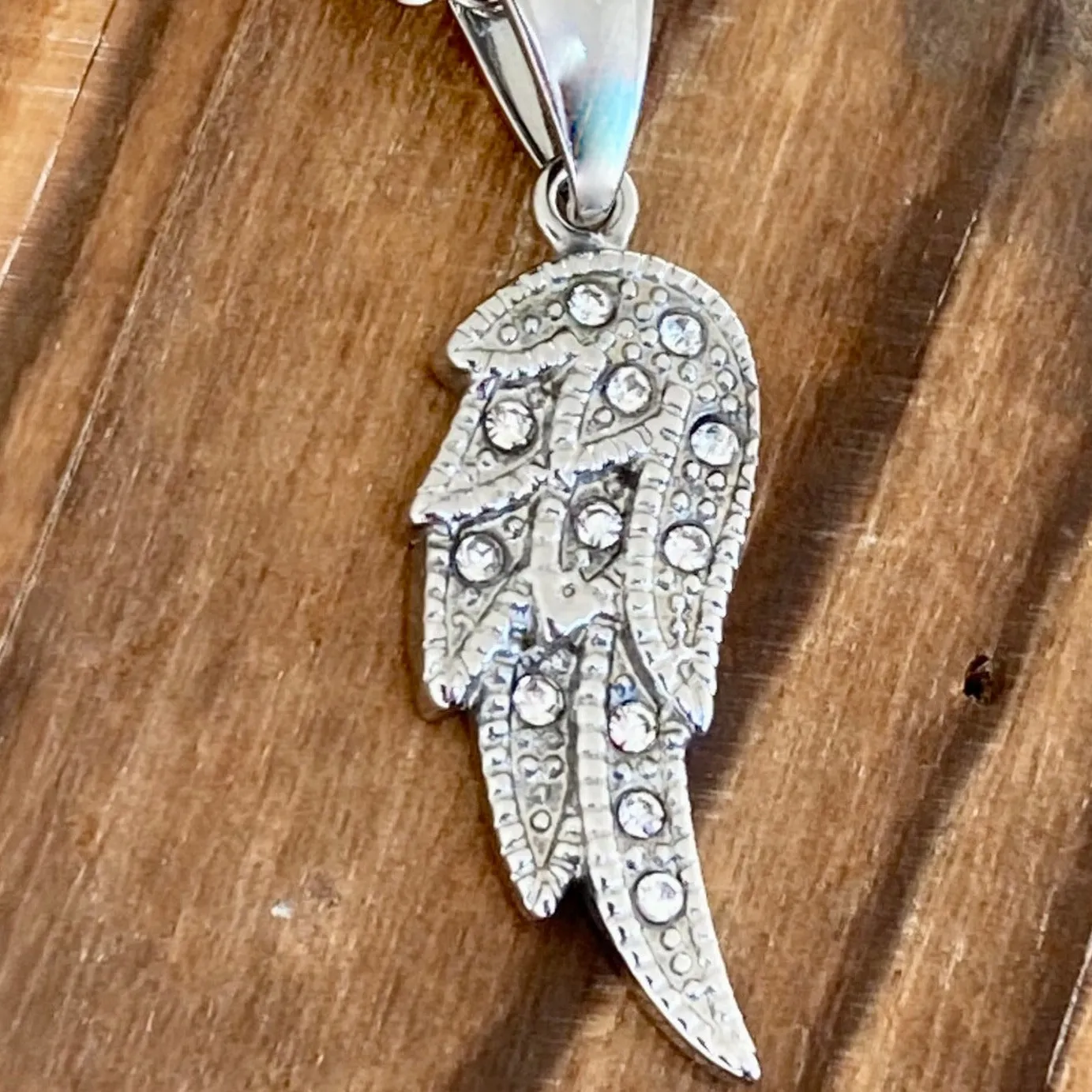 Angel Wings Mini - Pendant - Rope Necklace - White Bling - SK2235