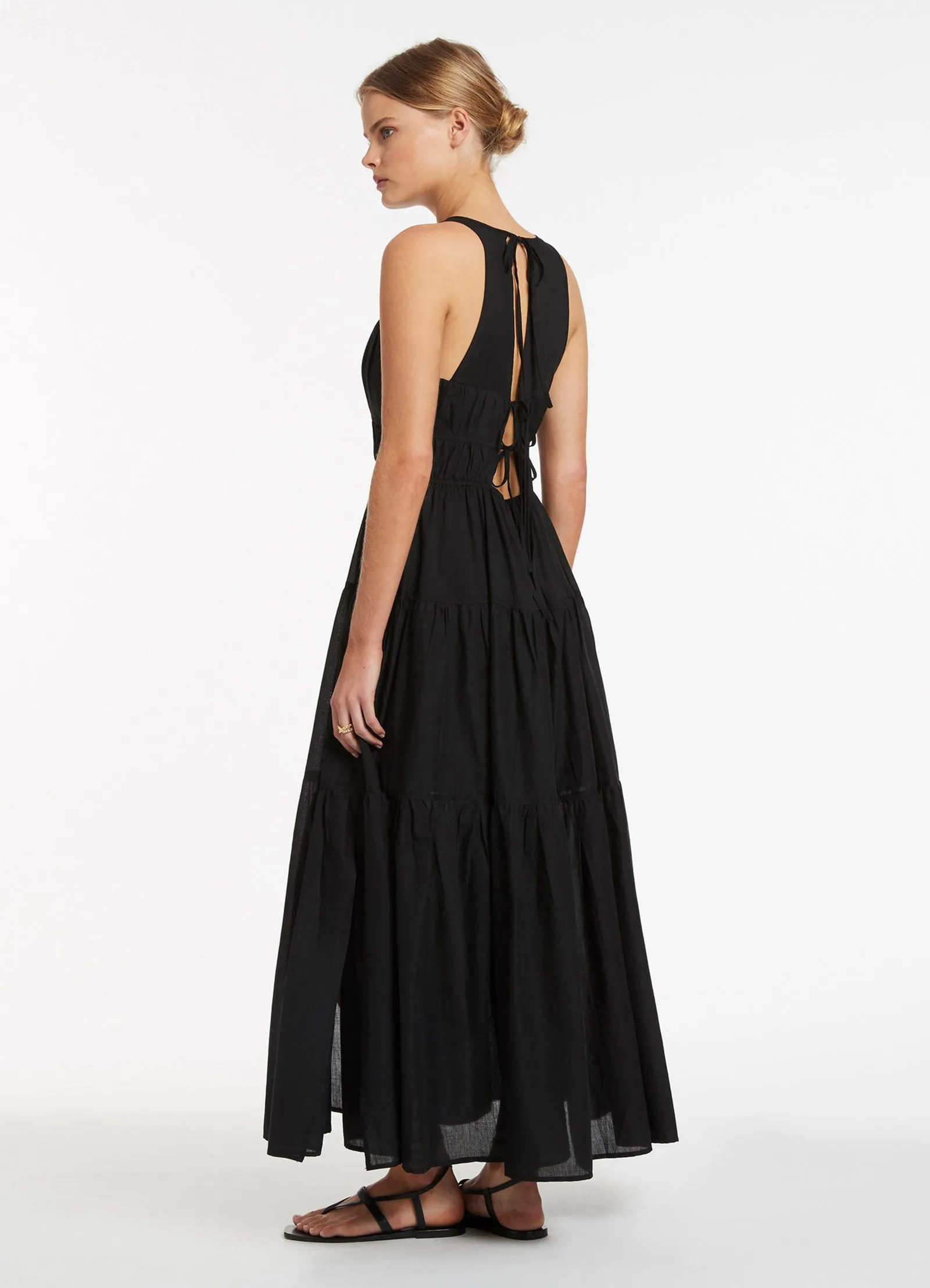 Animale Tie Maxi Dress - Black