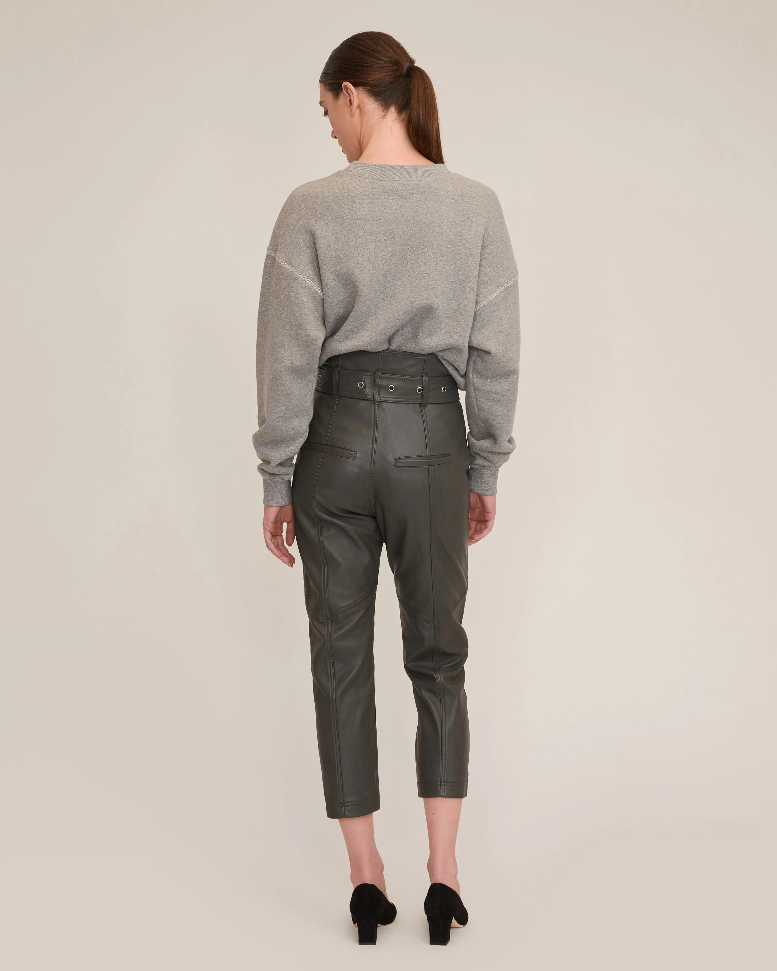 Anniston Leather Pant in Charcoal