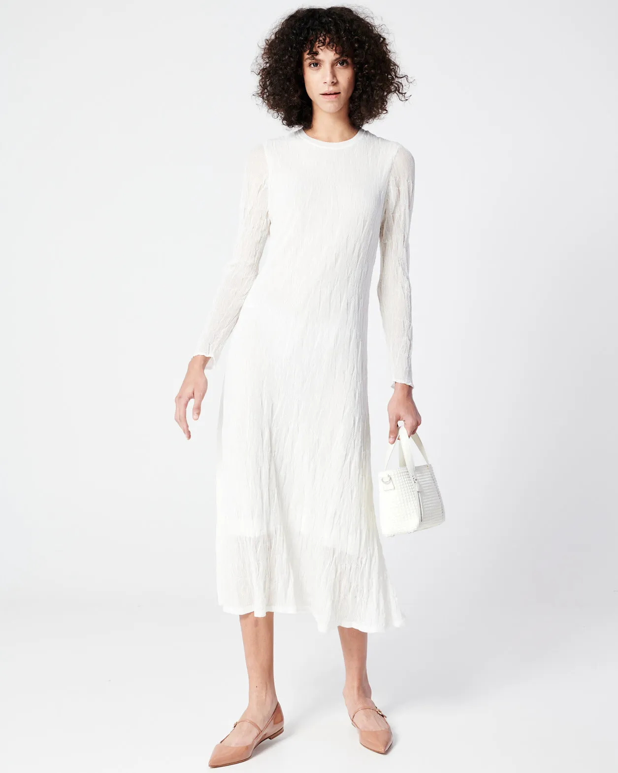 Asagao Knit Midi Dress in Fine Gauge Stretch Cotton