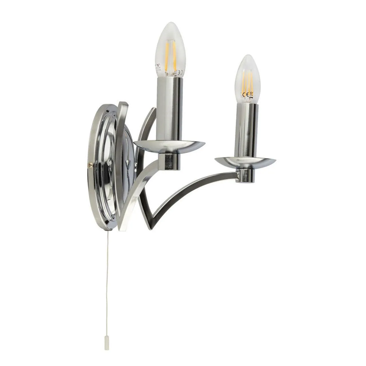 Ascot 2 Light Chrome/Antique Brass Wall Light