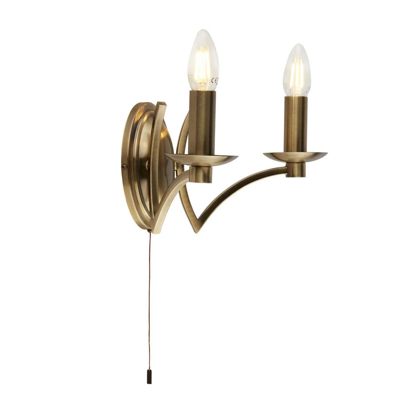 Ascot 2 Light Chrome/Antique Brass Wall Light