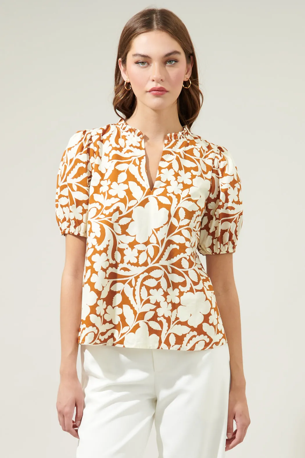 Aurelia Floral Kenni Split Neck Top