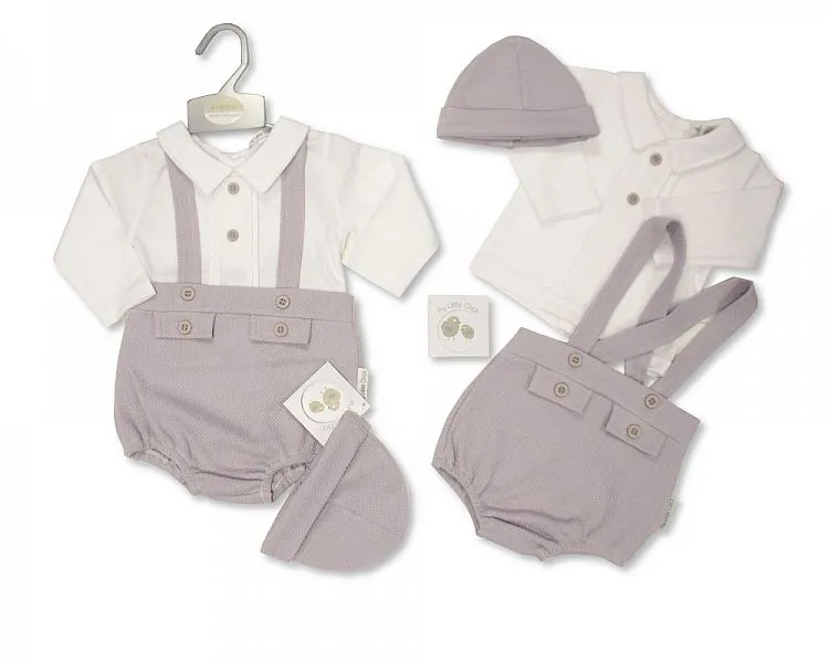 Baby 2 pcs Short Dungaree Set with Hat-Bis-2020-2444