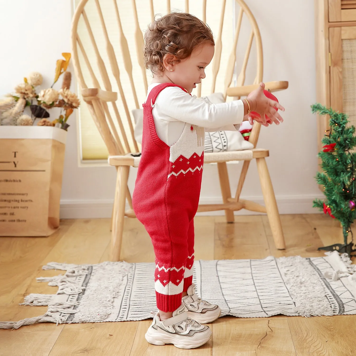 Baby Boys Autumn And Winter Christmas Elk Design Suspender Jumpsuit Wholesale Baby Rompers