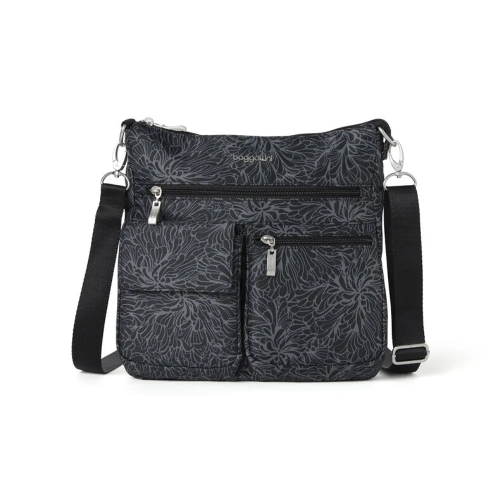 Baggallini Modern Everywhere Midnight Blossom Slim Crossbody Bag (Women's)