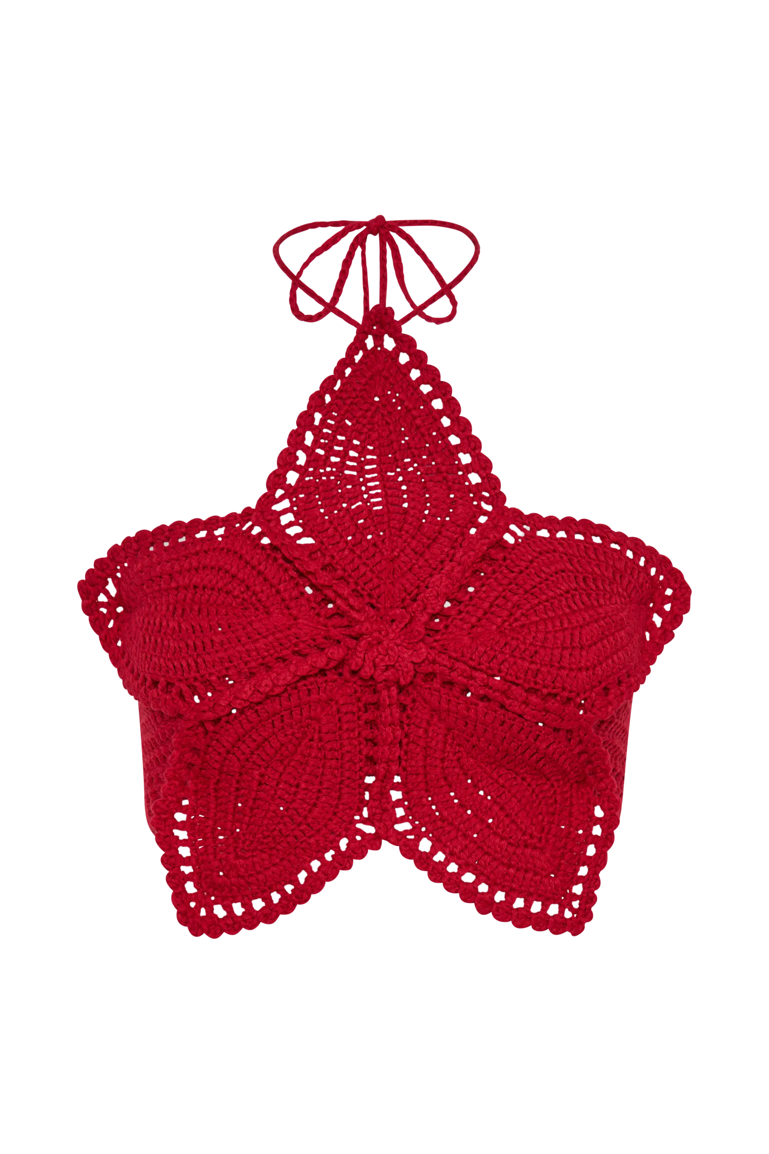 Bailey Floral Crochet Halter Top - Pomegranate