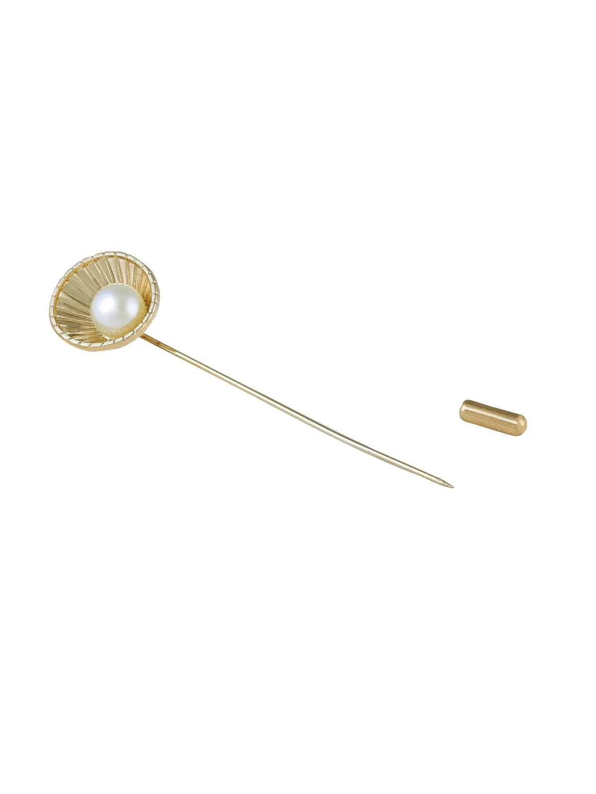 Beautiful Hollow Shell-Like Design with Pearl Lapel Pin