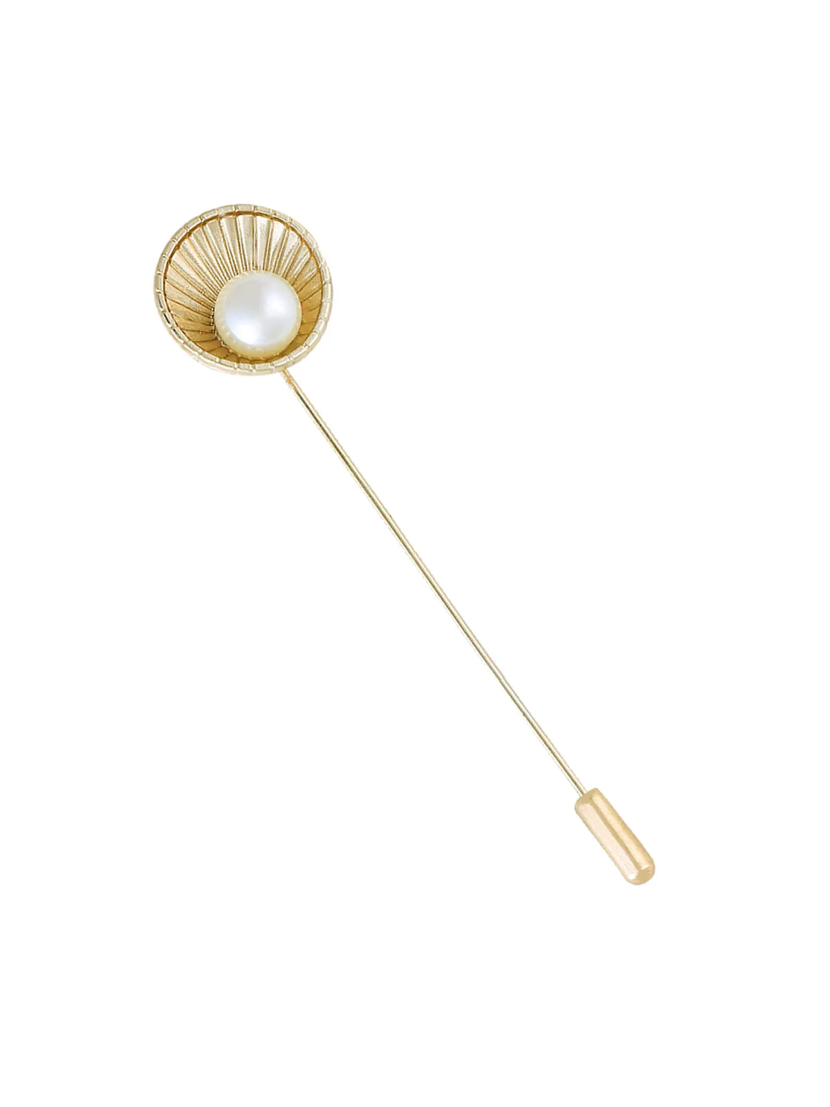 Beautiful Hollow Shell-Like Design with Pearl Lapel Pin