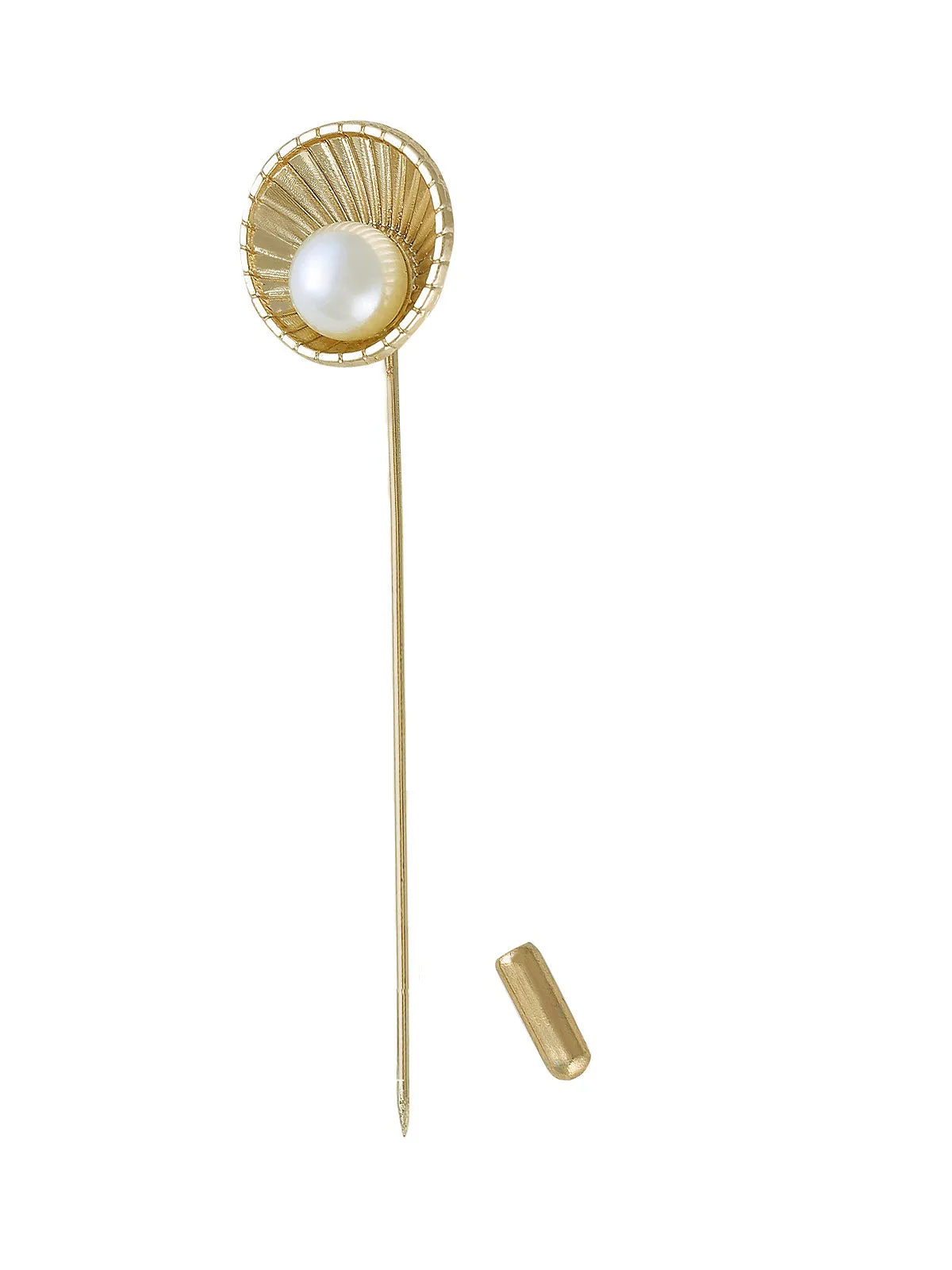 Beautiful Hollow Shell-Like Design with Pearl Lapel Pin