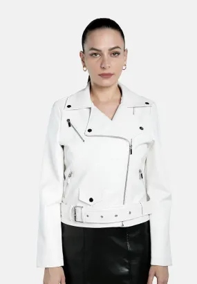 Belted Faux Leather Biker Jacket