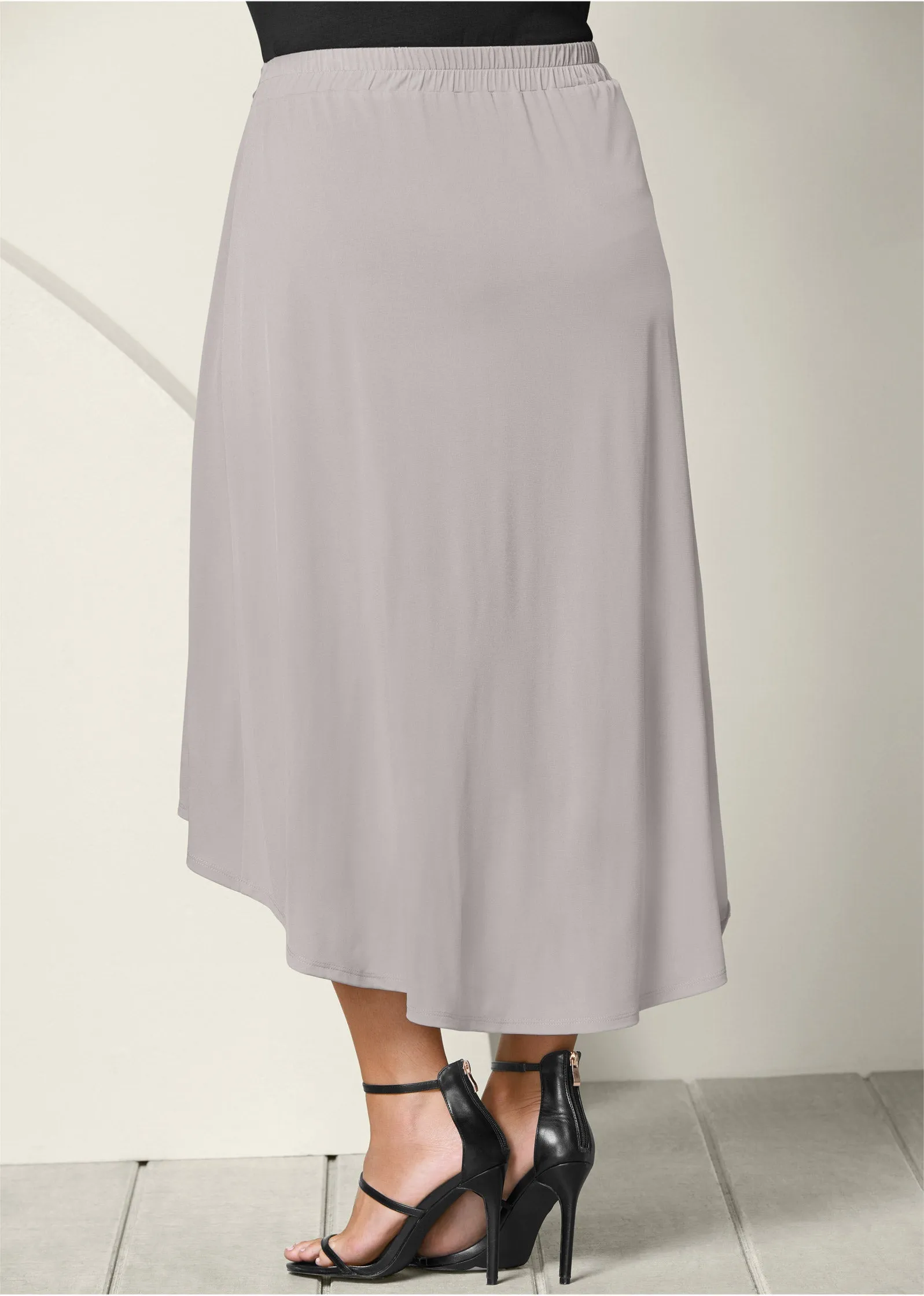 Belted High-Low Maxi Skirt - Grey